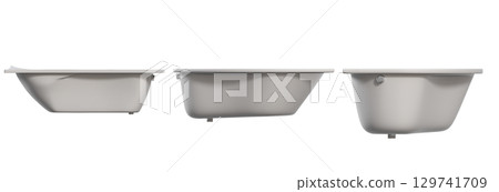 bathtub isolated on a transparent background, 3D illustration, and a CG render 129741709