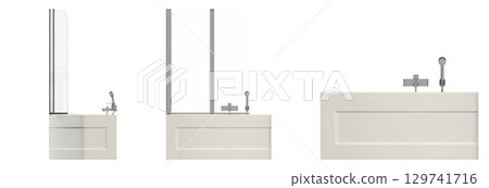 bathtub isolated on a transparent background, 3D illustration, and a CG render bathtub isolated on a transparent background, 3D illustration, and a CG render 129741716