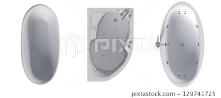 bathtub isolated on a transparent background, 3D illustration, and a CG render 129741725