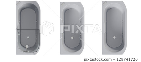 bathtub isolated on a transparent background, 3D illustration, and a CG render 129741726