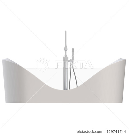 bathtub isolated on a transparent background, 3D illustration, and a CG render bathtub isolated on a transparent background, 3D illustration, and a CG render 129741744