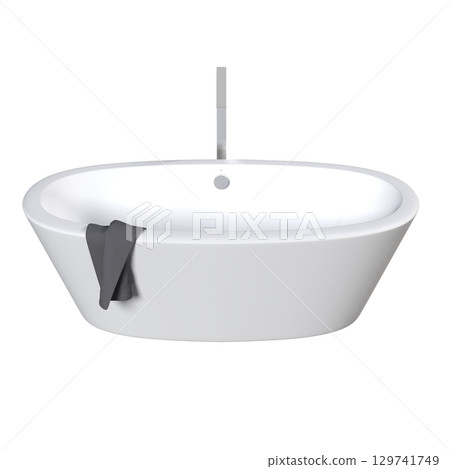 bathtub isolated on a transparent background, 3D illustration, and a CG render bathtub isolated on a transparent background, 3D illustration, and a CG render 129741749