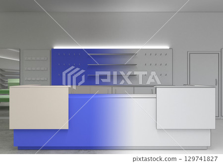 shopping mall, interior visualization, 3D illustration 129741827