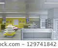 shopping mall, interior visualization, 3D illustration 129741842