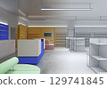 shopping mall, interior visualization, 3D illustration 129741845