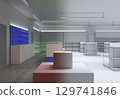 shopping mall, interior visualization, 3D illustration 129741846