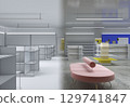 shopping mall, interior visualization, 3D illustration 129741847