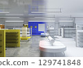 shopping mall, interior visualization, 3D illustration 129741848