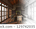 residential interior visualization, 3D illustration, cg 129742035