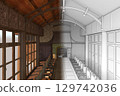 residential interior visualization, 3D illustration, cg 129742036