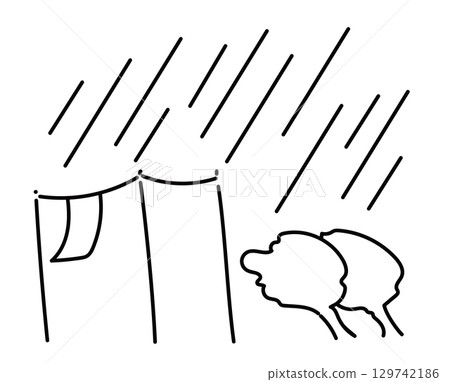 暴風雨施工現場_線條圖 129742186