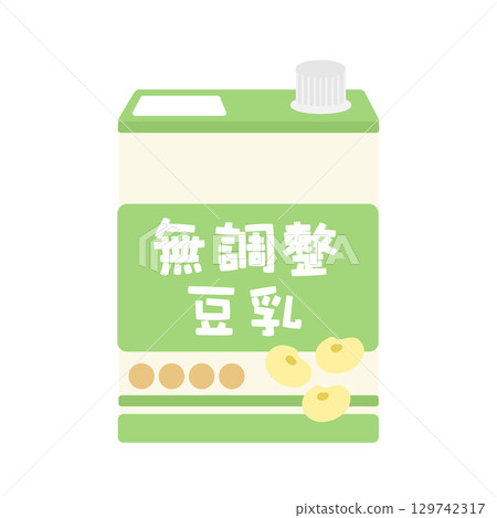 Unsweetened soy milk in a paper carton illustration 129742317