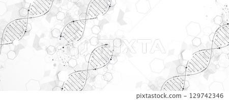 Abstract hexagon futuristic background for design works.Science template, wallpaper or banner with a DNA molecules. Abstract hexagon futuristic background for design works.Science template, wallpaper or banner with a DNA molecules. 129742346