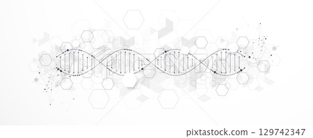 Abstract hexagon futuristic background for design works.Science template, wallpaper or banner with a DNA molecules. Abstract hexagon futuristic background for design works.Science template, wallpaper or banner with a DNA molecules. 129742347