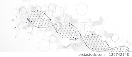 Abstract hexagon futuristic background for design works.Science template, wallpaper or banner with a DNA molecules. Abstract hexagon futuristic background for design works.Science template, wallpaper or banner with a DNA molecules. 129742348