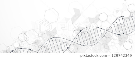 Abstract hexagon futuristic background for design works.Science template, wallpaper or banner with a DNA molecules. Abstract hexagon futuristic background for design works.Science template, wallpaper or banner with a DNA molecules. 129742349