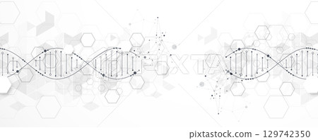 Abstract hexagon futuristic background for design works.Science template, wallpaper or banner with a DNA molecules. Abstract hexagon futuristic background for design works.Science template, wallpaper or banner with a DNA molecules. 129742350