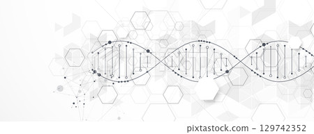 Abstract hexagon futuristic background for design works.Science template, wallpaper or banner with a DNA molecules. Abstract hexagon futuristic background for design works.Science template, wallpaper or banner with a DNA molecules. 129742352