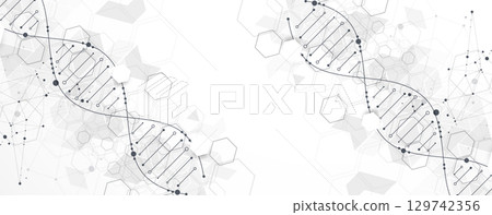 Abstract hexagon futuristic background for design works.Science template, wallpaper or banner with a DNA molecules. 129742356