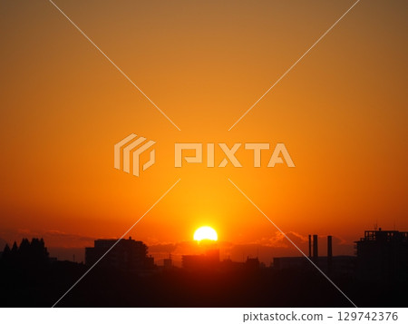 夕陽西下的城市 夕陽西下的城市 129742376