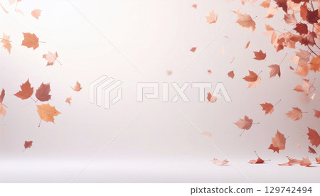 蒼白背景上落葉 129742494