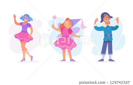 A Vibrant Collection of Colorful Characters Dressed in Imaginative Fantasy Costumes A Vibrant Collection of Colorful Characters Dressed in Imaginative Fantasy Costumes 129742587