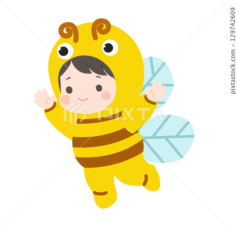 Illustration of Child in Bee Costume 129742609