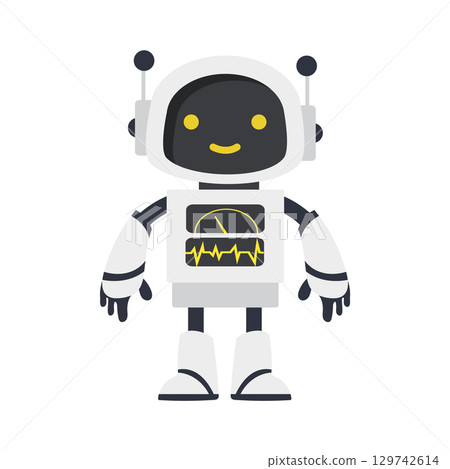 Cute Illustration of a Friendly Robot 129742614