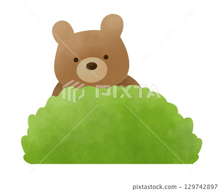 一隻野熊在灌木叢中觀看的插圖 一隻野熊在灌木叢中觀看的插圖 129742897