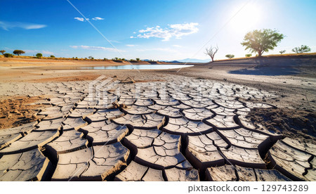 嚴重缺水和乾旱場景、生成式人工智慧、人工智慧影像 129743289