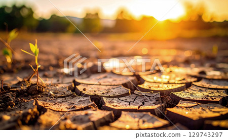 嚴重缺水和乾旱場景、生成式人工智慧、人工智慧影像 129743297