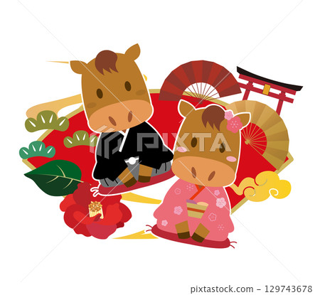 2026年馬年賀年卡 2026年馬年賀年卡 129743678