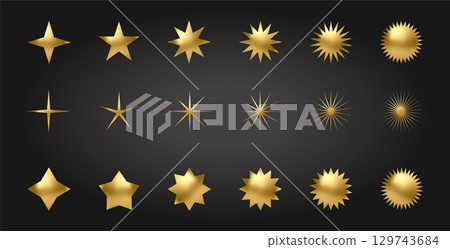 Gold Star icon set. Holiday stars art Gold Star icon set. Holiday stars art 129743684
