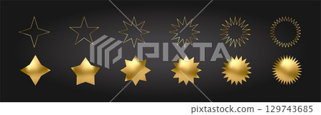 Gold Star icon set. Holiday stars art Gold Star icon set. Holiday stars art 129743685