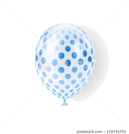 Blue white balloon. Luxury realistic dotted pattern. 129743703
