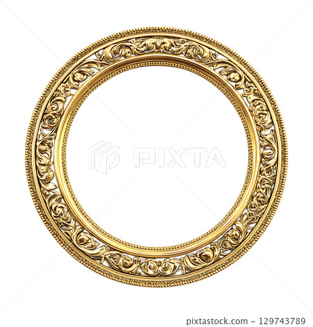 Ornate Gold Circular Frame Elegant Design Element for Luxury Projects On Transparent Background 129743789