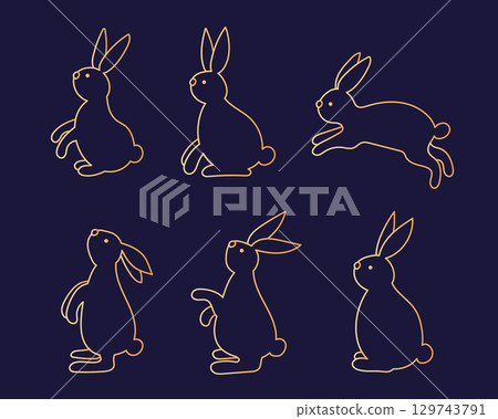 Collection of rabbits, bunnies illustrations-插圖素材 [129743791] - PIXTA圖庫
