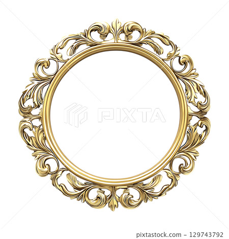 Ornate Gold Circular Frame Elegant Design Element for Decoration On Transparent Background 129743792