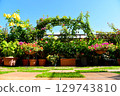 A roof balcony with lots of blooming flowers - A luxurious life surrounded by flowers every day 129743810