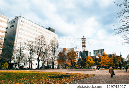 Autumn in Sapporo: Morning at Odori Park Autumn in Sapporo: Morning at Odori Park 129743917