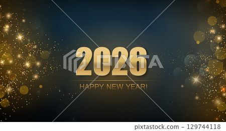 2026 Merry Christmas and Happy New Year Abstract Shiny Gold Glitter Wave Background. Bokeh and Confetti Design Element for Banner, Poster, Website Congratulations. 2026 Merry Christmas and Happy New Year Abstract Shiny Gold Glitter Wave Background. Bokeh and Confetti Design Element for Banner, Poster, Website Congratulations. 129744118