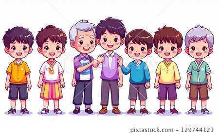 Grandfather and grandson 129744121