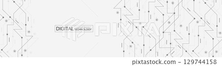 Motherboard technology circuit board texture design. Creative idea AI banner concept for internet technology. Digital motherboard concept for poster, cover, banner, header, web presentation template. 129744158