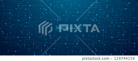 Motherboard technology circuit board texture design. Creative idea AI banner concept for internet technology. Digital motherboard concept for poster, cover, banner, header, web presentation template. 129744159
