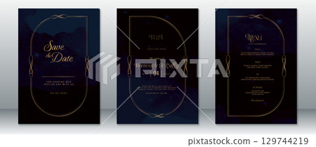 Elegant Navy and Gold Wedding Invitation Set with Classic Typography Elegant Navy and Gold Wedding Invitation Set with Classic Typography 129744219