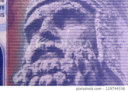 Robert the Bruce a closeup portrait from Scottish money Robert the Bruce a closeup portrait from Scottish money 129744336