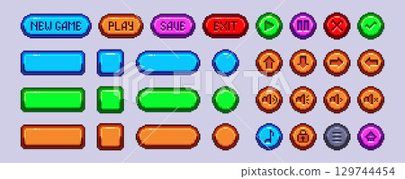 Pixel game button collection 129744454