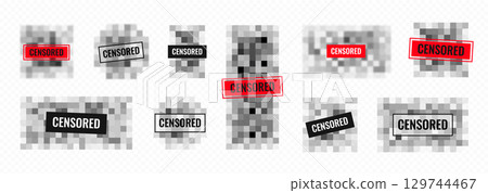 Censored blur bars with pixelated backgrounds 129744467