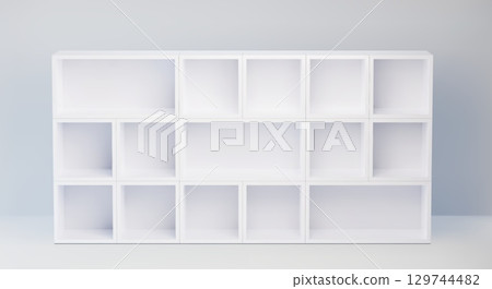 White cabinet with empty compartments 129744482