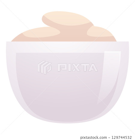 Bowl of porridge, cereal or yogurt vector icon, cartoon dish in white ceramic plate, healthy food cafe restaurant menu Bowl of porridge, cereal or yogurt vector icon, cartoon dish in white ceramic plate, healthy food cafe restaurant menu 129744532